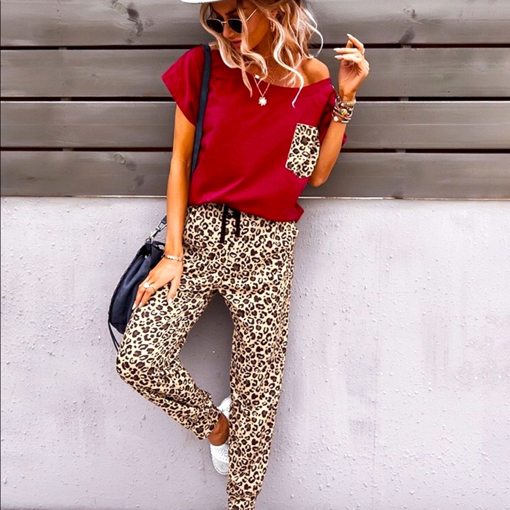 LEOPARD PRINT JOGGERS AND MATCHING TOP